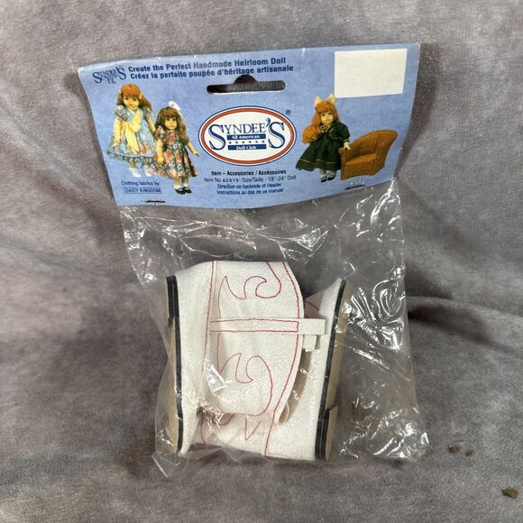 Syndees Doll Club Western Boots White Red Cowboy Cowgirl 18 to 24 in Dolls VTG - Picture 1 of 5